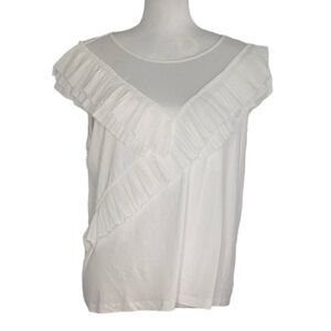 Marc New York Blouse Sleeves Ruffled bust detail V neck extra large White